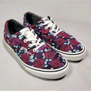 VANS 8.5 Doheny Romantic Floral Flower Low Skate Shoes Red Pink Roses